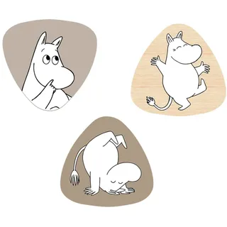 Barbo Toys Moomin Wandhaken Set, 3 Stück, Holz, Kinderzimmer