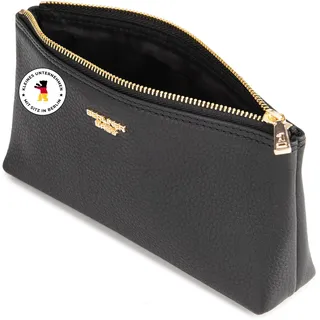 Berliner Bags Premium Kosmetiktasche Anna aus Leder, Kleines Mäppchen für Damen (Schwarz/Gold)