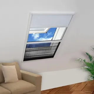 Insektenschutz-Plissee, Duo-Vorhang mit Aluminiumrahmen und PET-Jalousie, Fiberglas-Moskitonetz für Dachfenster, 80 x 120 cm, für Schlafzimmer, Wohnzimmer und Kinderzimmer
