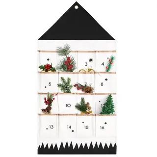 Adventskalender zum Befüllen 2026 Stoff 16 Taschen Schwarz