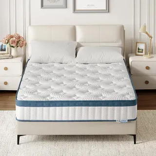 Tribesigns Hybrid-Schlafsystem, mittelfest, Doppelmatratze 120 x 200 cm, 25 cm hoch, mit zoniertem Federkern, weicher Memory-Foam-Schicht, leisem Komfort und hautfreundlichem Tencel-Bezug