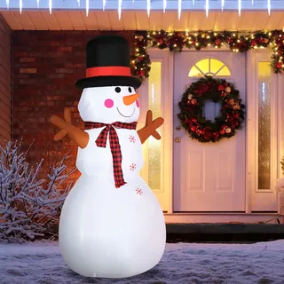 Homcom Weihnachten Aufblasbarer Schneemann 1,82 M Weihnachtsdekoration Wetterfest Polyester 100 X 80 X 182 Cm