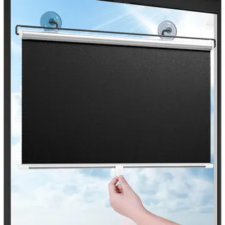 Sonakia Verdunkelungsrollos Für Fenster, Saugnäpfen Rollos, Sonnenschutz Rollos, Temporäre Sichtschutz Jalousien, Dachfenster Rollos, Verdunkelungsvorhang 30-80cm Breit,black-75x100cm/30 * 39in