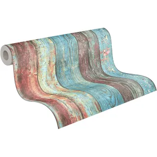 A.S. Création Best of Wood'n Stone Vliestapete 53 cm x 1005 cm 0 g Blau/Braun/Rot 307231