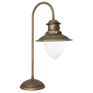 Licht-Erlebnisse Nachttischlampe AL MARE, ohne Leuchtmittel, Tischlampe Messing Antik Premium Bronze H:52cm Schreibtisch Büro bunt
