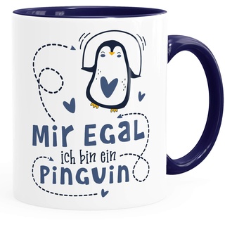 SpecialMe® Kaffee-Tasse Spruch Mir egal ich bin ein Pinguin lustige Spruch-Tasse Navy inner-navy Keramik-Tasse