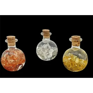 TENET - Ampulle aus mundgeblasenem Glas mit laminiertem Metall zum Sammeln (SET GOLD KUPFER SILBER)