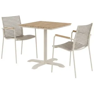 Cinas Garten-Essgruppe Mood, (3-tlg), Balkontisch Set, rostfreies Aluminium, Teakholz, Skandinavisch, Garten braun