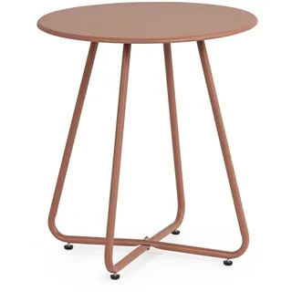 BIZZOTTO Gartenbeistelltisch Jable aus Metall, modern rund, Koral Rot, Ø 45 cm für Outdoor