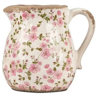 formano Dekovase Krug Vintage Blüten antik weiß rosa H. 16 oder 19cm weiß