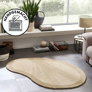 THEKO Wollteppich THEKO "Gabbeh Super, Handweb, Teppich, Bordüre, reine Wolle" Gr. 70, beige, B:100cm H:9mm L:150cm, Wolle, Teppiche, Schlafzimmer, Wohnzimmer, Esszimmer, auch als Läufer, eckig oder rund