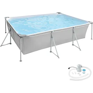 tectake® Swimming Pool, rechteckig, reißfestes PVC-Gewebe, 300 x 207 cm