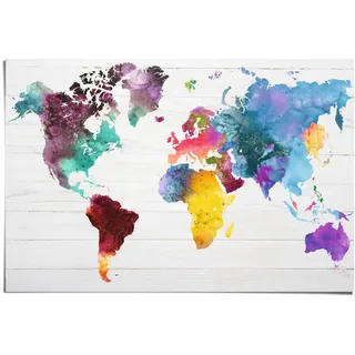 Reinders! Poster, Weltkarte in Wasserfarben, bunt (farbe bild(er): mehrfarbig), B:91,5cm H:61cm, Papier, Bilder, Poster,