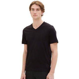 TOM TAILOR T-Shirt V-NECK (1-tlg) aus Baumwolle schwarz L