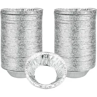 Eierschaal Tartformen 200 Stueck, Aluminiumfolie Tray, Einweg Backform mit Rundem Deckel, fuer Kuchen