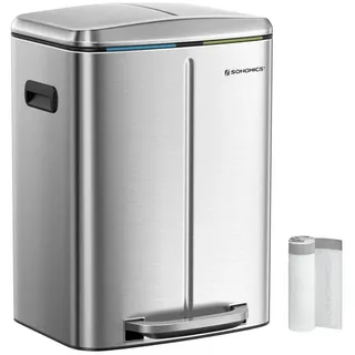 Songmics Mülleimer 2 x 20 l Silber