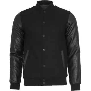 Allwetterjacke URBAN CLASSICS "Urban Classics Herren Oldschool College Jacket", Herren, Gr. XS, schwarz, schwarz, 50% Wolle, 50% Viskose, mehrfarbig, normal, amerikanischer Ausschnitt, Jacken