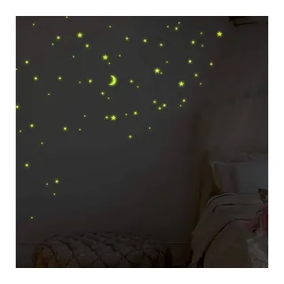 K&L Wall Art Wandtattoo Leuchtsterne Sternenhimmel Schlafzimmer 40x60cm selbstklebend, Traumhafte Kinderzimmer Leuchtbilder, made in Berlin gelb