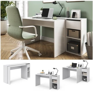 Vicco Schreibtisch Ben Weiß Computertisch ausziehbar Arbeitstisch Bürotisch