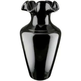 Gilde Vase Irina Keramik schwarz glänzend glasiert konisch 40 cm hoch Dekoration Wohnaccessoire Geschenk Wohnzimmer