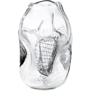 GILDE GLAS art GILDE Vase Grid klar, schwarz - (H) 32 cm - Gr.: onesize