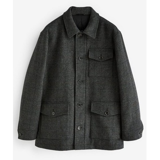 Next Wollmantel Karierter Mantel mit drei Taschen (1-tlg) grau XL