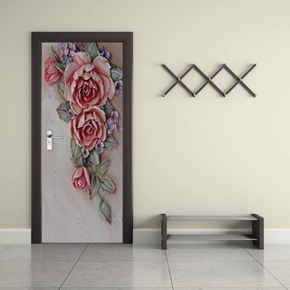 VIRANDA 3D Türtapete Selbstklebend Türposter - Geprägte Rose - Türaufkleber Tür Folie 86x200cm