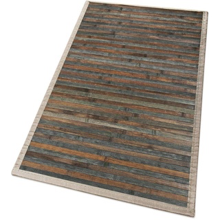 emmevi Bambus-Teppich aus Holz, grau, Stein, Küche, Bad, Tischset, Modell Bambus, 50 x 225 cm, Taupe