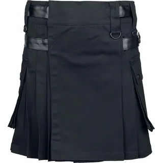Gothicana by EMP Damen schwarzer Kiltrock mit Taschen und Schnallendetails im Faltenrock-Design - M