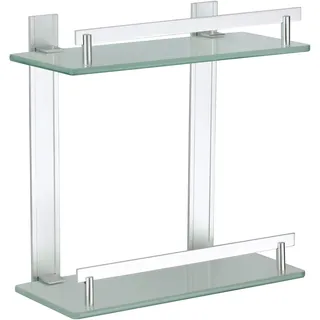 MSV Bad Regal Tabarca Eckregal Duschregal aus Aluminium und Glas - kleben und Bohren