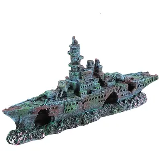 Duokon Aquarium Deko Schiff, Harzmaterial Versunkene Schiffs Dekorationen, Aquarium Schiffbruch Dekorationen, Aquarium Schiff Ornamente,