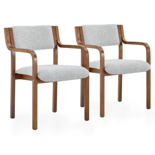 SeedWave Esszimmerstuhl 2er Set Küchenstuhl Holzrahmen Sherpa Polsterstühle mit Armlehnen, skandinavisches Design