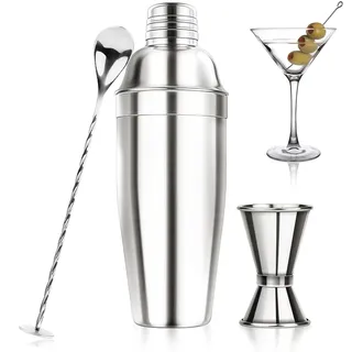 Ohtomber 680.4 g Cocktail Shaker Set - Cocktail Bar Martini Drink Shaker Set mit Sieb, Edelstahl Barkeeper Kit Drink Mixer mit Jigger, Rührlöffel, Barzubehör für Anfänger