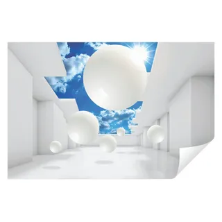 Wallarena Fototapete 3D EFFEKT Abstrakt Himmel Wolken Kugeln Modern Wohnzimmer Schlafzimmer, Glatt, 3D-Optik, Tapete inklusive Kleister Vliestapete Motivtapete 3.12 m x 2.19 m