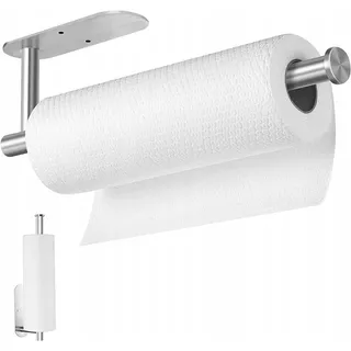 Küchenrollenhalter silber Wand Unterbau selbstklebend Schrauben Loft 33,5 x 8 cm - Silber