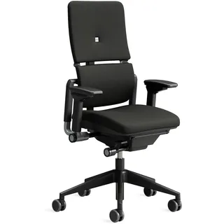 Steelcase Please Ergonomischer Bürodrehstuhl mit höhenverstellbarer Lumbalstütze Onyx Schwarz, 66 x 64 x 108