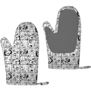 Lustige Ahegao Druck Silikon Ofenhandschuhe Hitze Ofenhandschuhe Rutschfeste Küchenhandschuh Für BBQ Backen Kochen Handschuhe