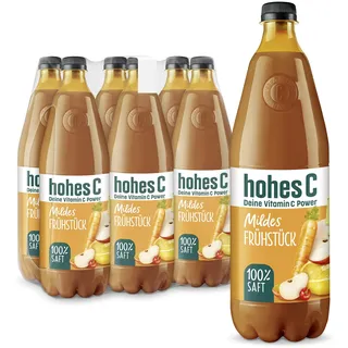 hohes C Mildes Frühstück (6 x 1l), 100% Saft, Orange, Ananas, Apfel, Acerola, Vitamin C, ohne Zuckerzusatz, weniger Säure, vegan