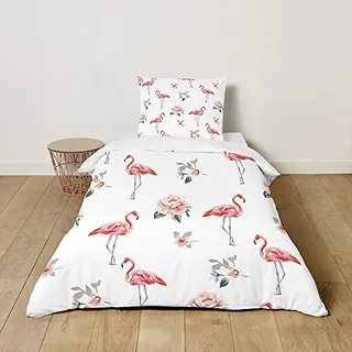 Morbuy Bettwäsche-Set für Kinder Mädchen Jungen, 3D Flamingo Drucken Mikrofaser Kinderbettwäsche Babybettwäsche Bettwäsche Set mit Kissenbezüge und Bettbezug (100x135cm+40x60cm,Pinke Rose)