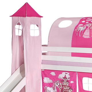 IDIMEX Turm Prinzessin zu Bett mit Rutsche, Spielbett, Rutschbett, Kinderbett in pink/rosa