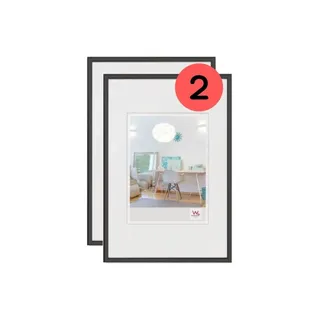 walther design Bilderrahmen schwarz 42 x 59,4 cm (DIN A2) Doppelpack, New Lifestyle Kunststoffrahmen KV426BD