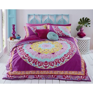 Sleepdown Bettwäsche-Set mit Kissenbezügen, Paisley-Mandala-Design, Rosa, abstrakt, wendbar, weich, für Kingsize-Bett (220 x 230 cm)