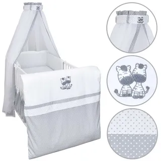 Baby-Delux Babybettwäsche Baby Bettwäsche Set 4-Tlg. Nestchen Chiffonhimmel, Baumwolle, 4 teilig, Bettset für Babybetten 140x70 & 120x60 verschiedene Designs weiß