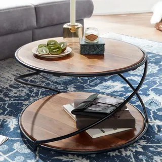 FineBuy Couchtisch Sheesham Braun 58 x 58 x 35 cm
