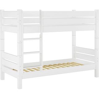 Erst-Holz Etagenbett für Erwachsene 80x200 weiß, Nische 80 cm teilbar, mit 2 Rollroste 60.16-08 W T80