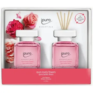 ipuro Essentials Raumduft lovely flower 2x50ml – hochwertiger Lufterfrischer - Raumduft-Set für ein blumig-zartes Raumklima – umweltfreundliches Design