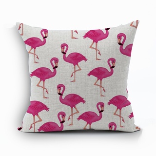 Nunubee Kissenbezug mit Tiermotiv, aus Baumwolle, quadratisch, Baumwoll-Leinen, Pink Flamingos, 45cm*45cm/18"*18"