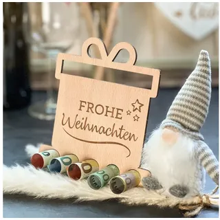 Spruchreif® Spardose Geldgeschenk für Camper, Geschenkidee Camper, Outdoor Geschenk, Holzgeschenk beige
