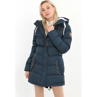 Steph Damen Winterjacke Mid Blue XL mit Kapuze, Reißverschluss und seitlichen Taschen - Navy - XL