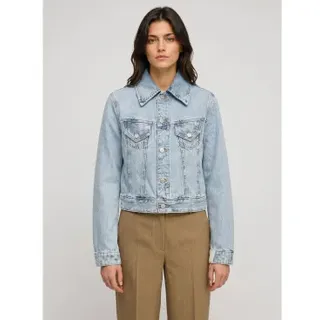 BOSS für Damen. 50564451 Blaue Trucker-Jacke (M), Lässig, Baumwolle